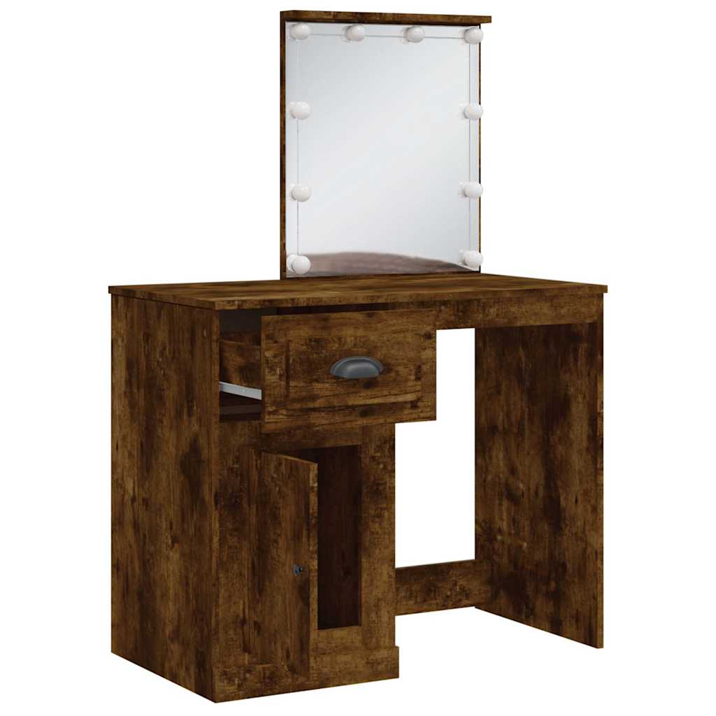 Coiffeuse avec lumières LED chêne fumé 90x42x132,5 cm - XIOS