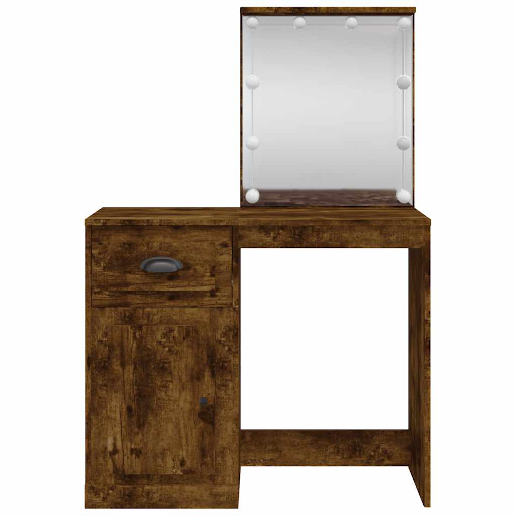 Coiffeuse avec lumières LED chêne fumé 90x42x132,5 cm - XIOS