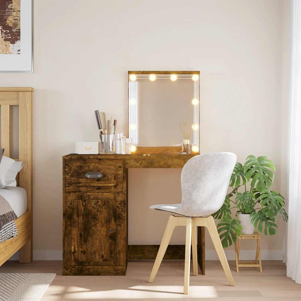 Coiffeuse avec lumières LED chêne fumé 90x42x132,5 cm - XIOS