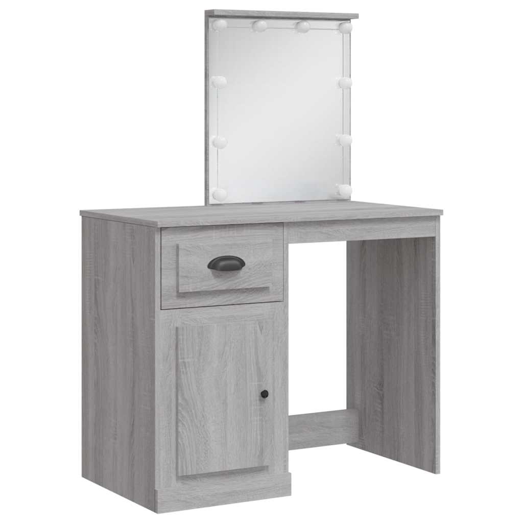 Coiffeuse avec lumières LED sonoma gris 90x42x132,5 cm - XIOS