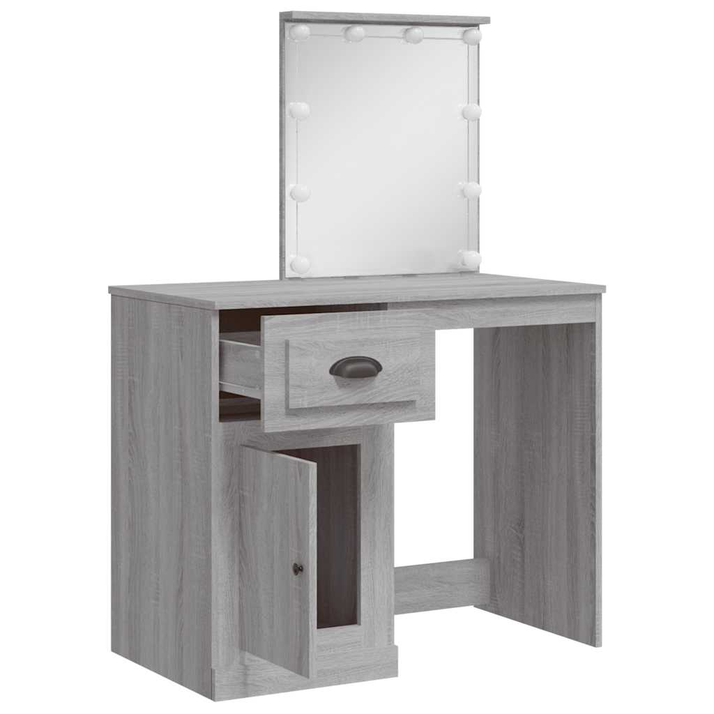 Coiffeuse avec lumières LED sonoma gris 90x42x132,5 cm - XIOS