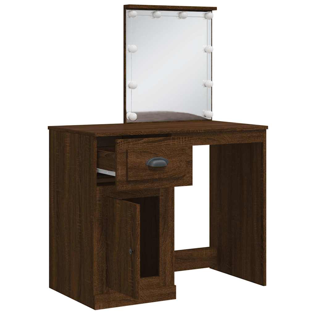 Coiffeuse avec lumières LED chêne marron 90x42x132,5 cm - XIOS