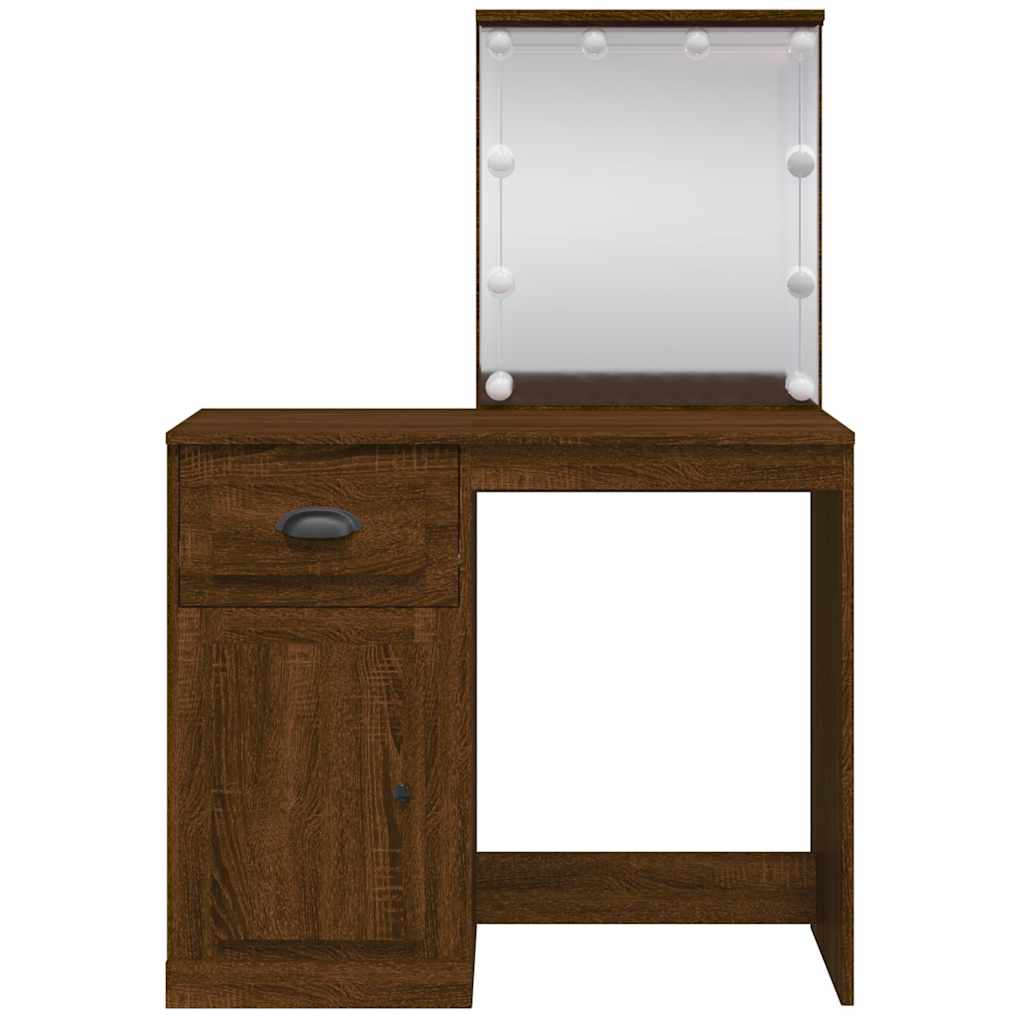 Coiffeuse avec lumières LED chêne marron 90x42x132,5 cm - XIOS