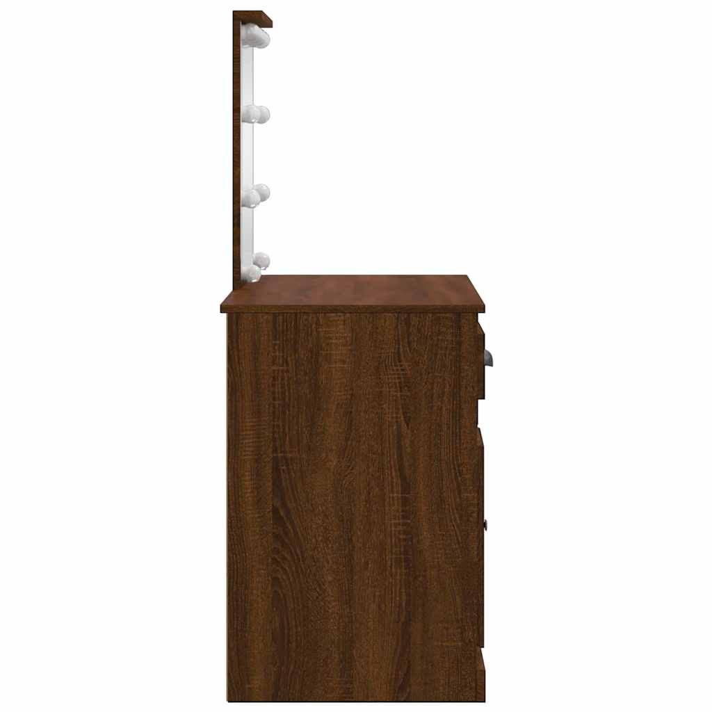 Coiffeuse avec lumières LED chêne marron 90x42x132,5 cm - XIOS