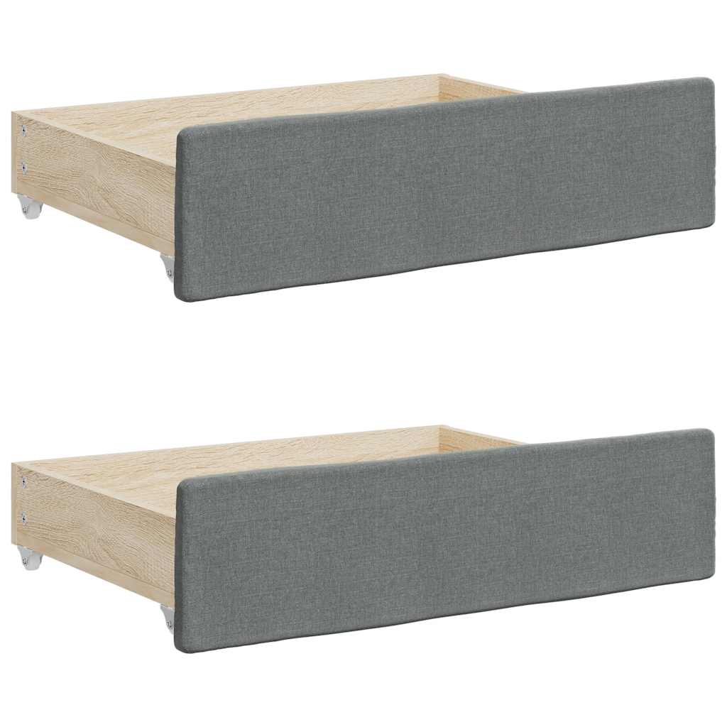 Tiroirs de lit 2 pcs gris foncé bois d'ingénierie et tissu - XIOS