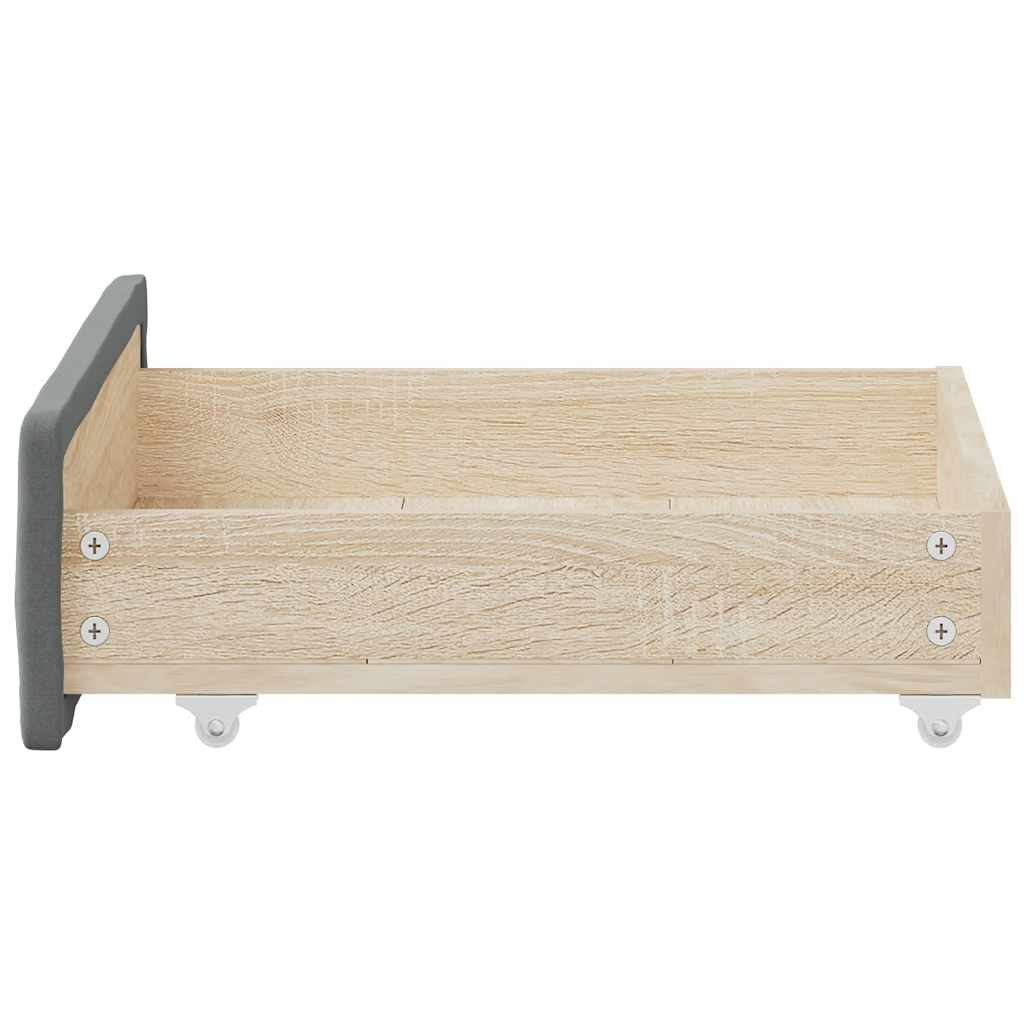 Tiroirs de lit 2 pcs gris foncé bois d'ingénierie et tissu - XIOS