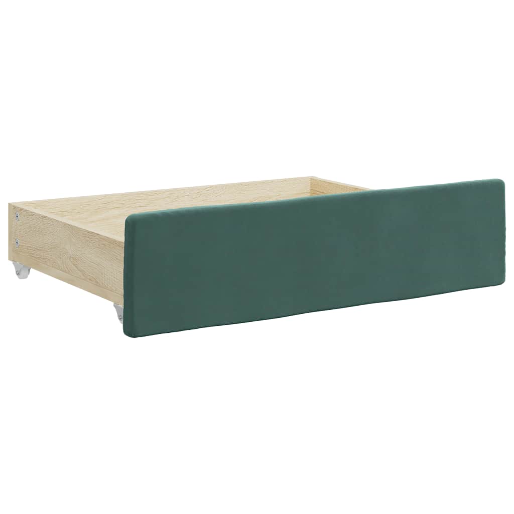 Tiroirs de lit 2 pcs vert foncé bois d'ingénierie et velours - XIOS