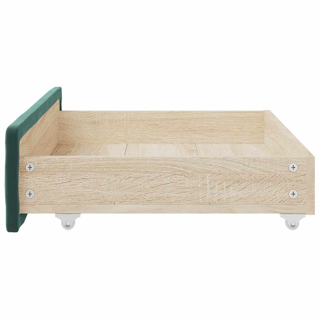 Tiroirs de lit 2 pcs vert foncé bois d'ingénierie et velours - XIOS