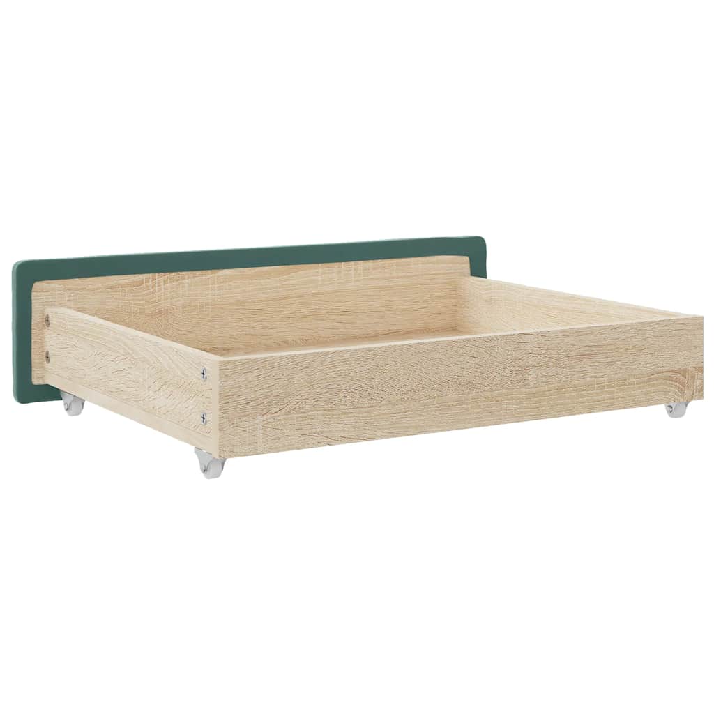 Tiroirs de lit 2 pcs vert foncé bois d'ingénierie et velours - XIOS