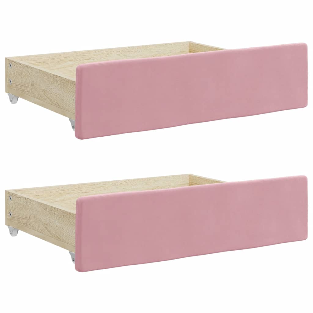 Tiroirs de lit 2 pcs rose bois d'ingénierie et velours - XIOS