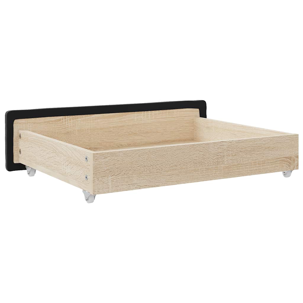 Tiroirs de lit 2 pcs noir bois d'ingénierie et velours - XIOS