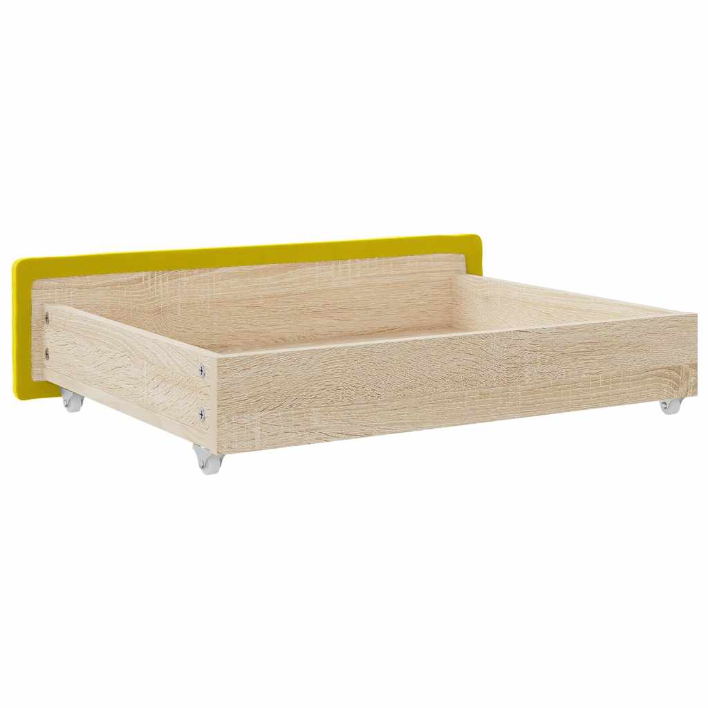 Tiroirs de lit 2 pcs jaune bois d'ingénierie et velours - XIOS
