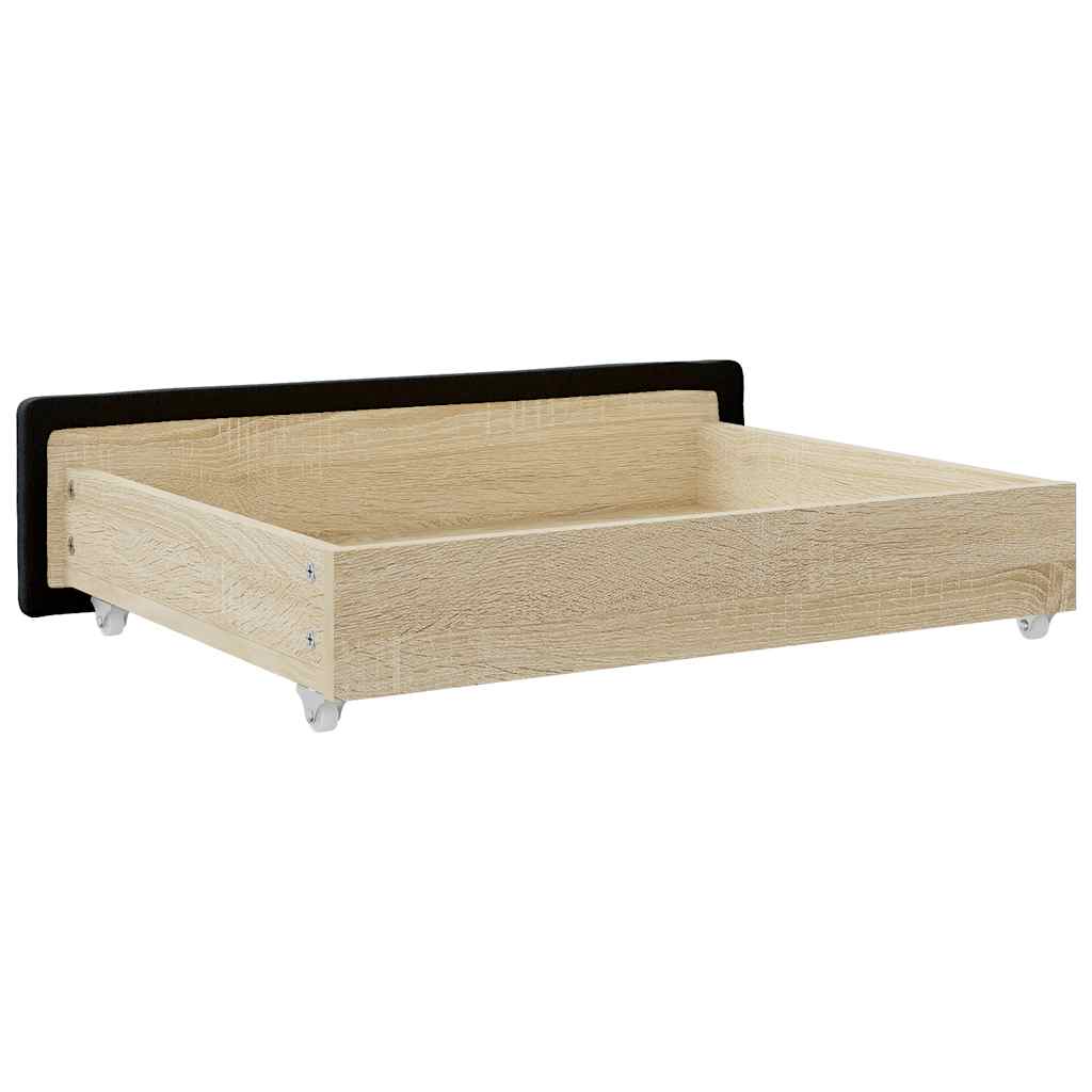 Tiroirs de lit 2 pcs noir bois d'ingénierie et similicuir - XIOS