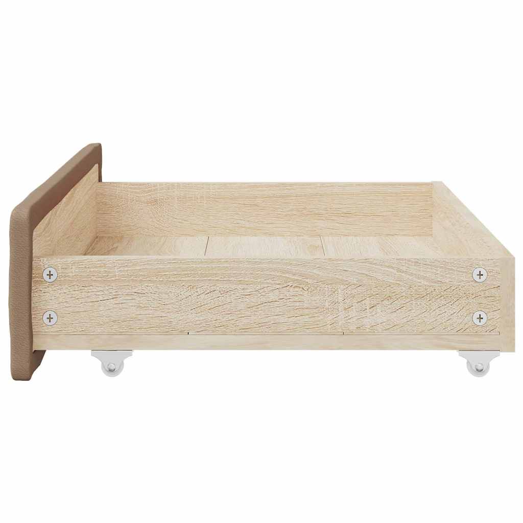 Tiroirs de lit 2 pcs cappuccino bois d'ingénierie et similicuir - XIOS