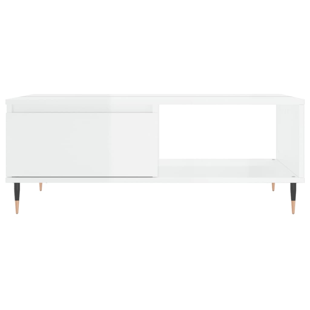 Table basse blanc brillant 90x60x35 cm bois d'ingénierie - XIOS