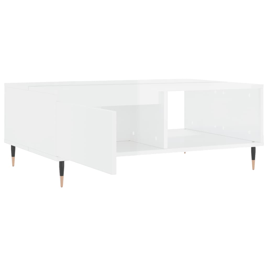 Table basse blanc brillant 90x60x35 cm bois d'ingénierie - XIOS