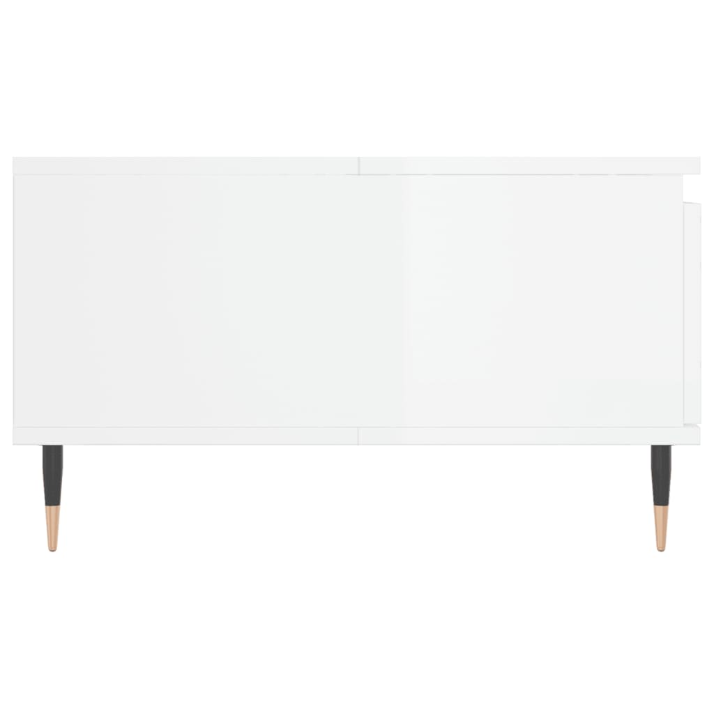 Table basse blanc brillant 90x60x35 cm bois d'ingénierie - XIOS