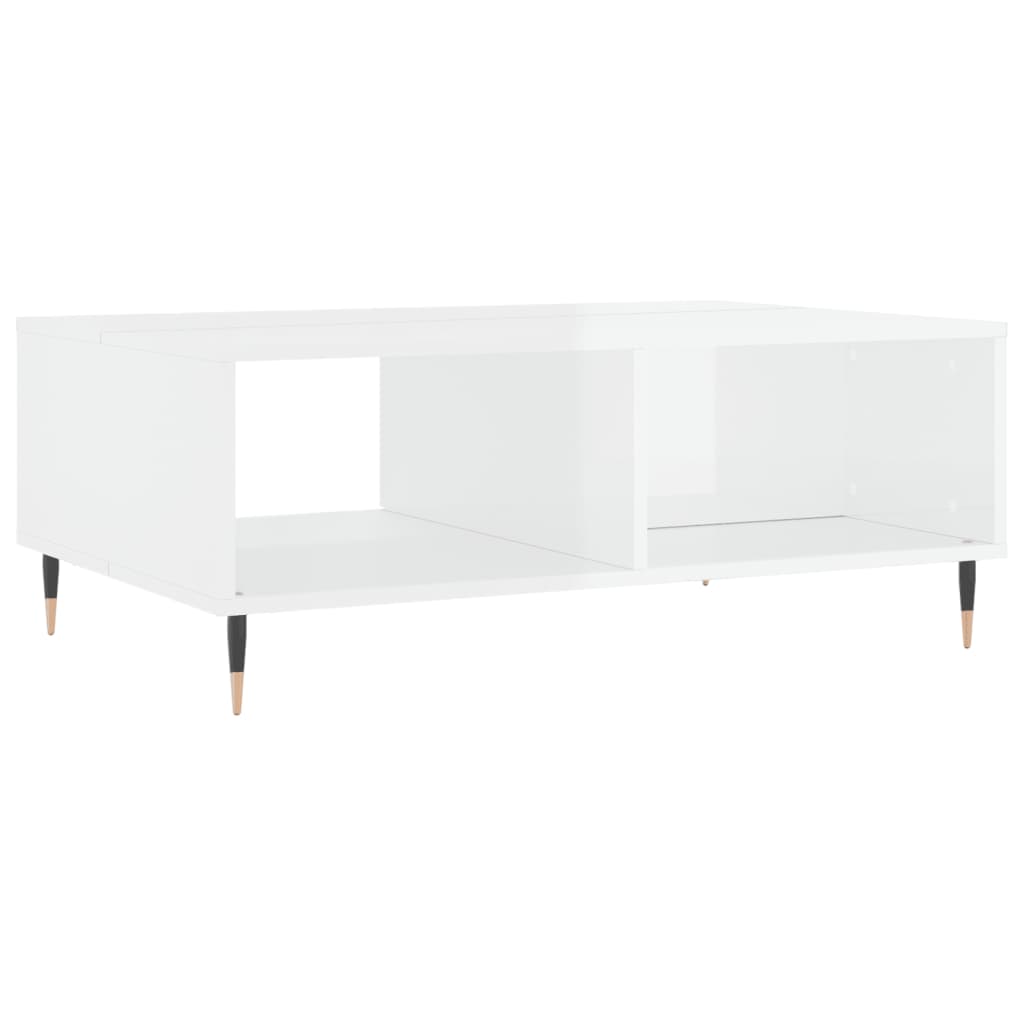 Table basse blanc brillant 90x60x35 cm bois d'ingénierie - XIOS