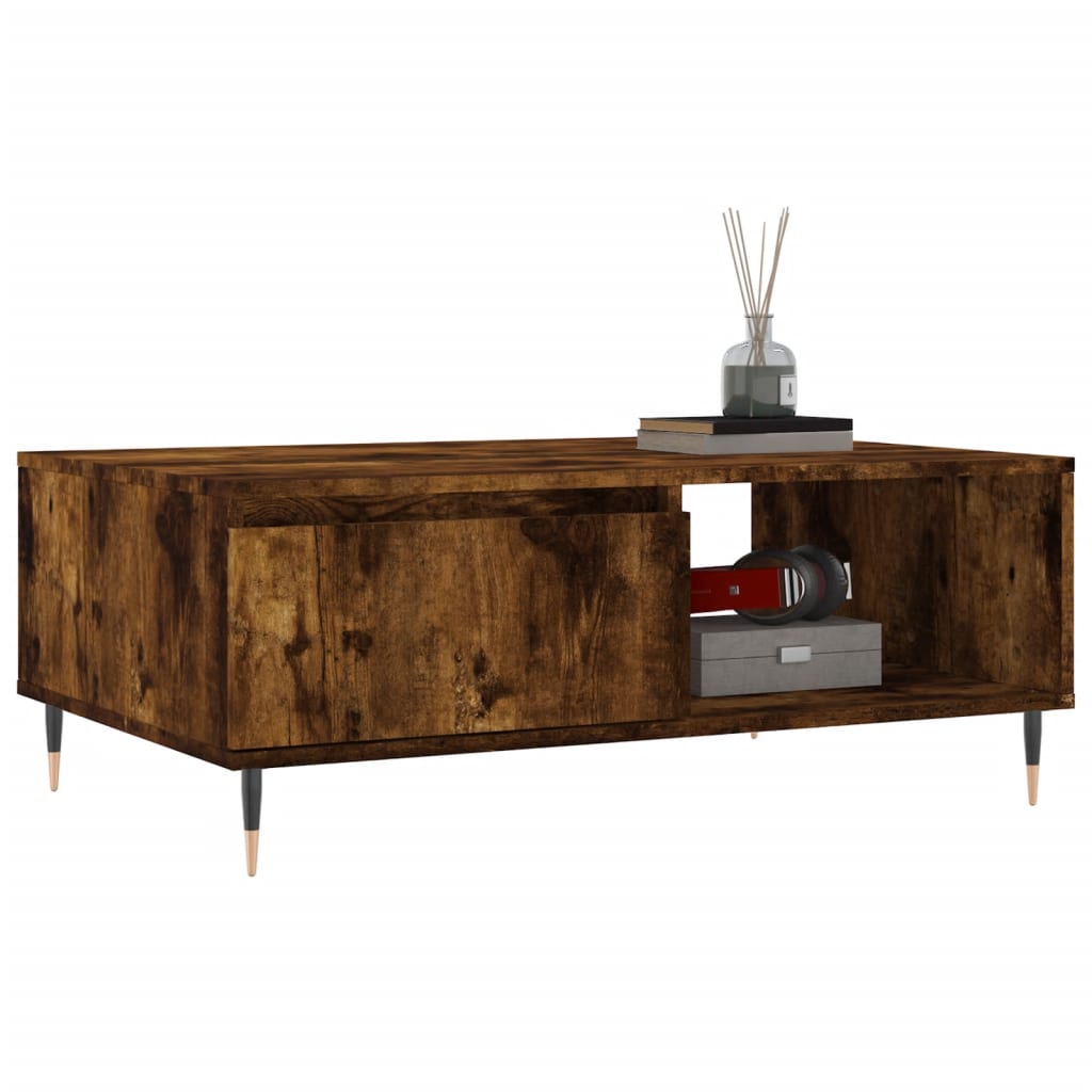 Table basse chêne fumé 90x60x35 cm bois d'ingénierie - XIOS