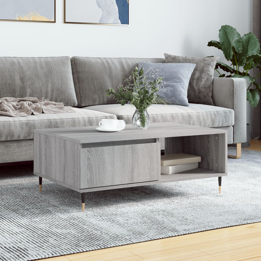 Table basse sonoma gris 90x60x35 cm bois d'ingénierie - XIOS