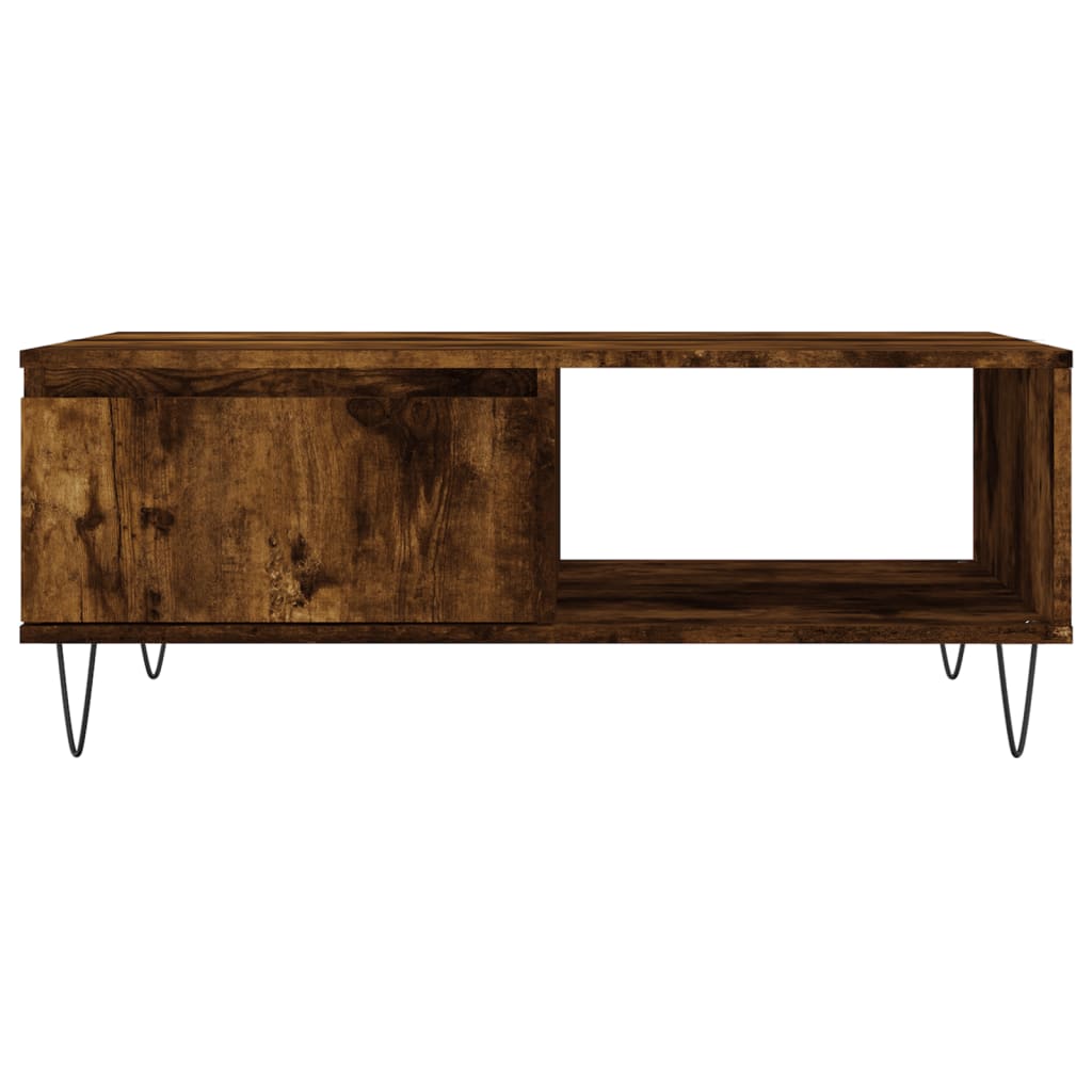 Table basse chêne fumé 90x60x35 cm bois d'ingénierie - XIOS