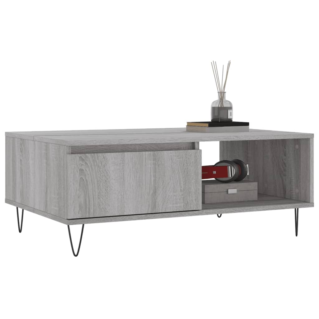 Table basse sonoma gris 90x60x35 cm bois d'ingénierie - XIOS
