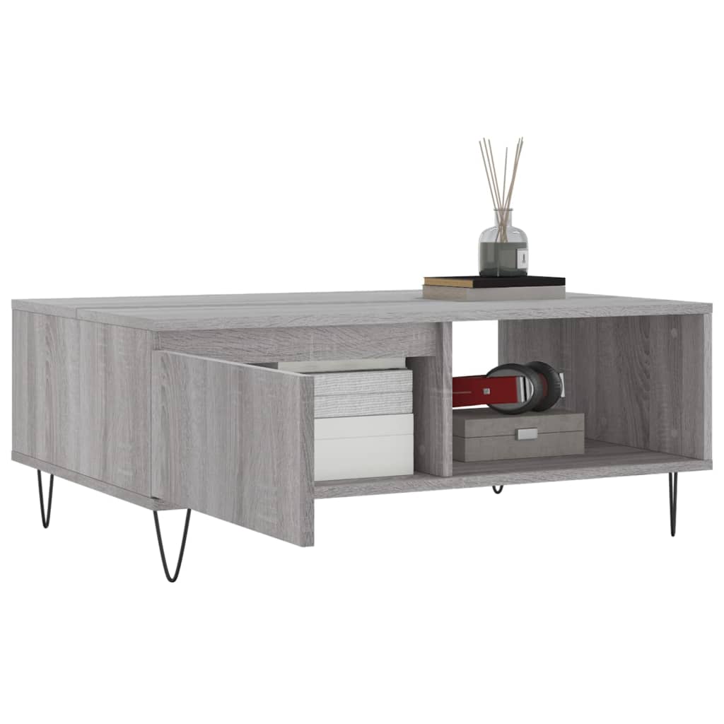 Table basse sonoma gris 90x60x35 cm bois d'ingénierie - XIOS