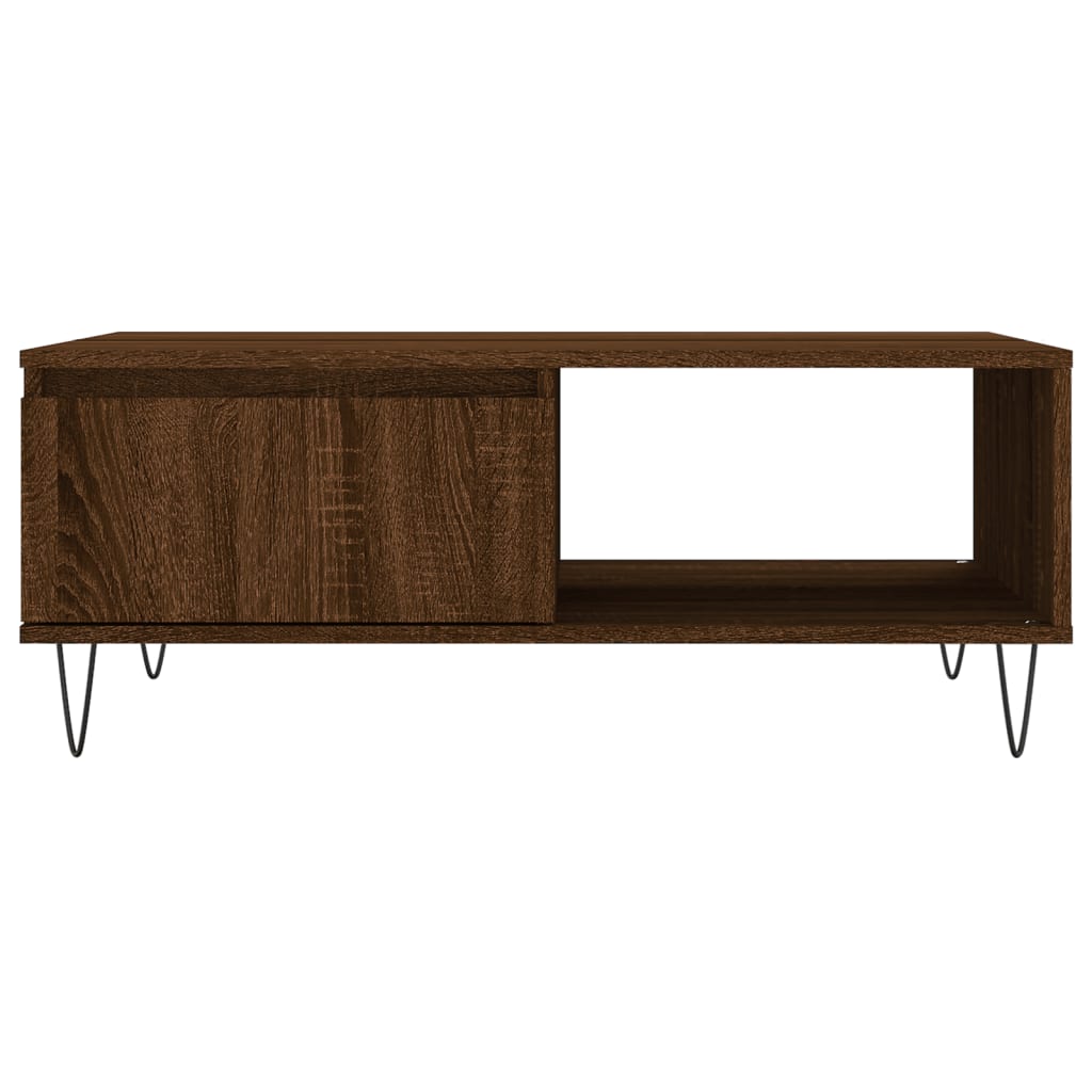 Table basse chêne marron 90x60x35 cm bois d'ingénierie - XIOS