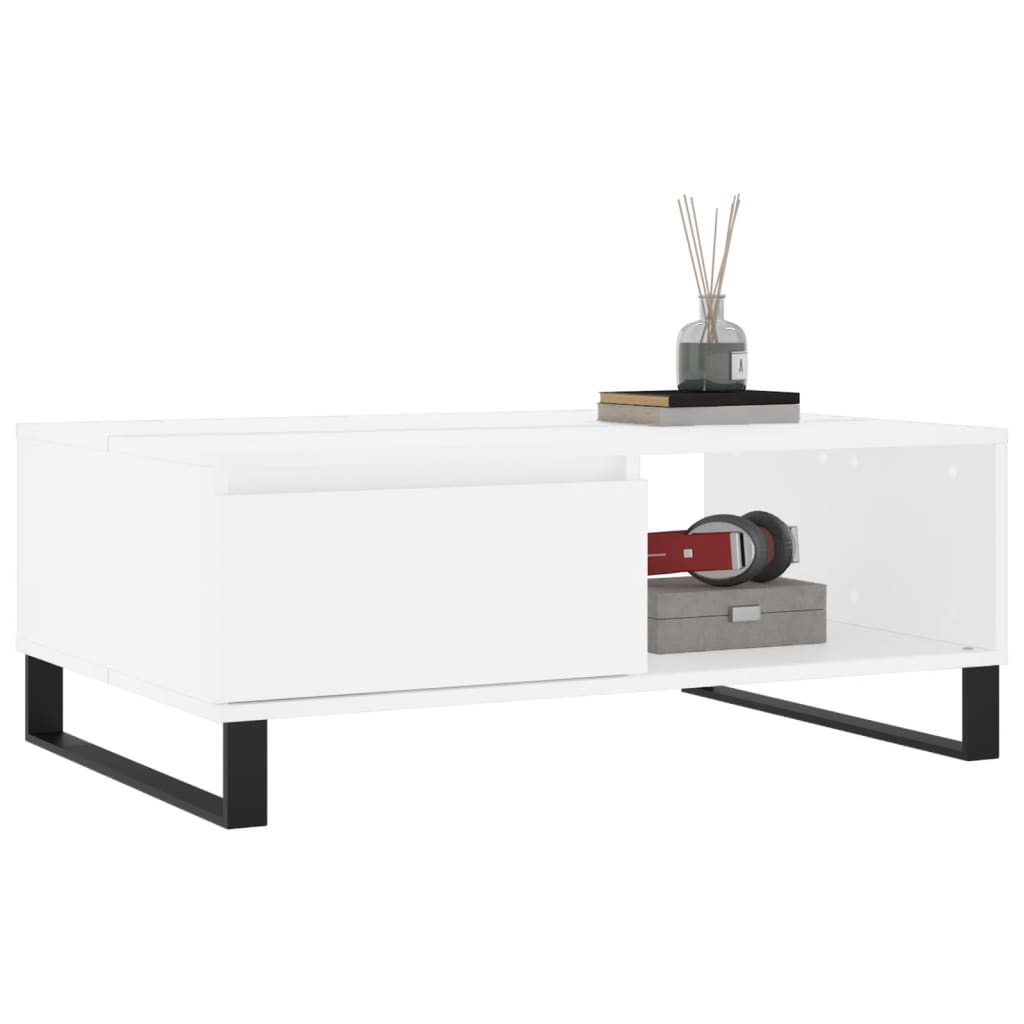 Table basse blanc 90x60x35 cm bois d'ingénierie - XIOS