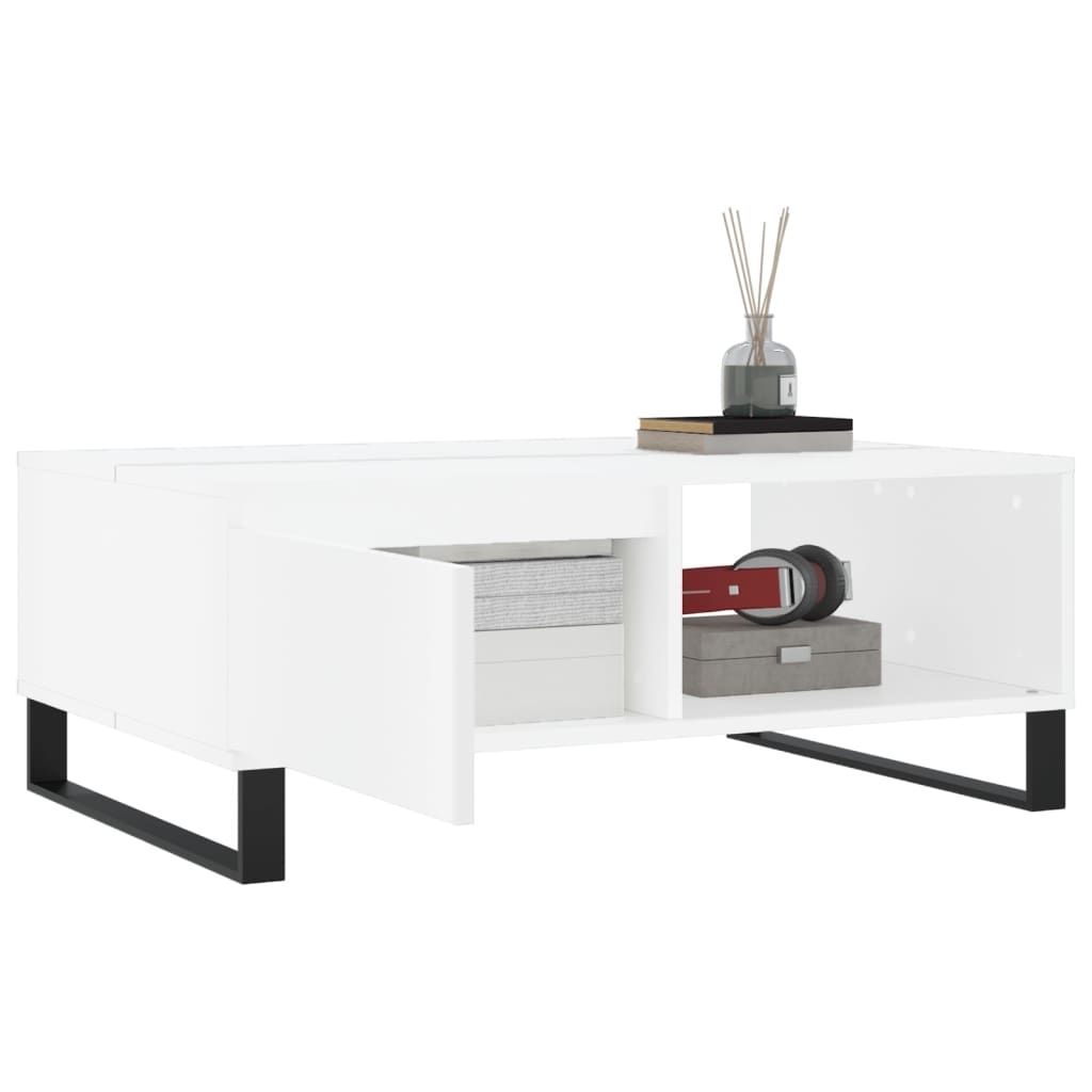 Table basse blanc 90x60x35 cm bois d'ingénierie - XIOS
