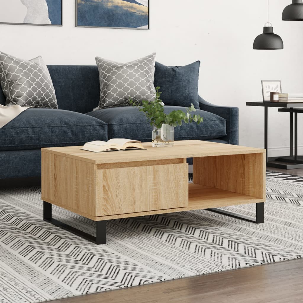 Table basse chêne sonoma 90x60x35 cm bois d'ingénierie - XIOS