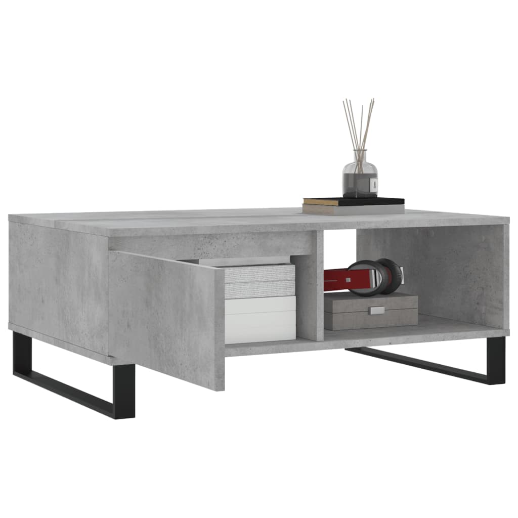 Table basse gris béton 90x60x35 cm bois d'ingénierie - XIOS