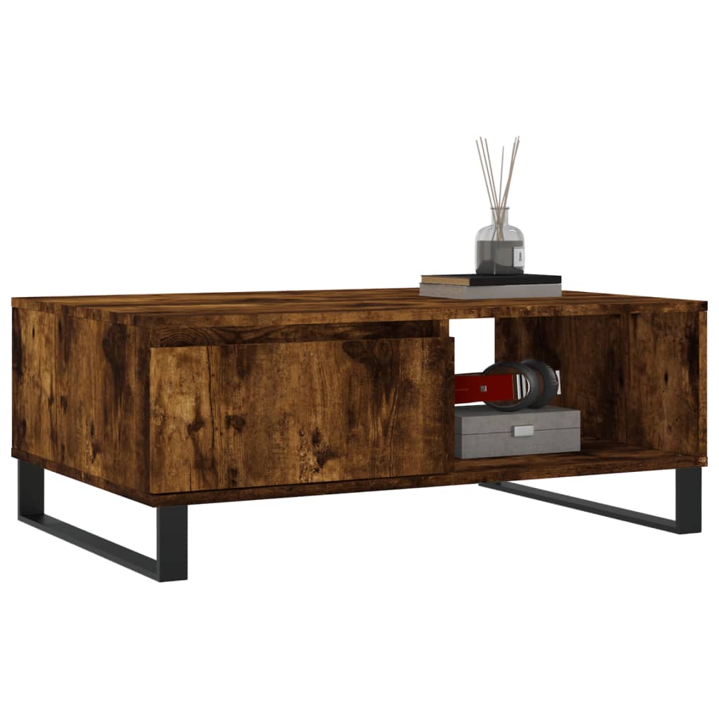 Table basse chêne fumé 90x60x35 cm bois d'ingénierie - XIOS