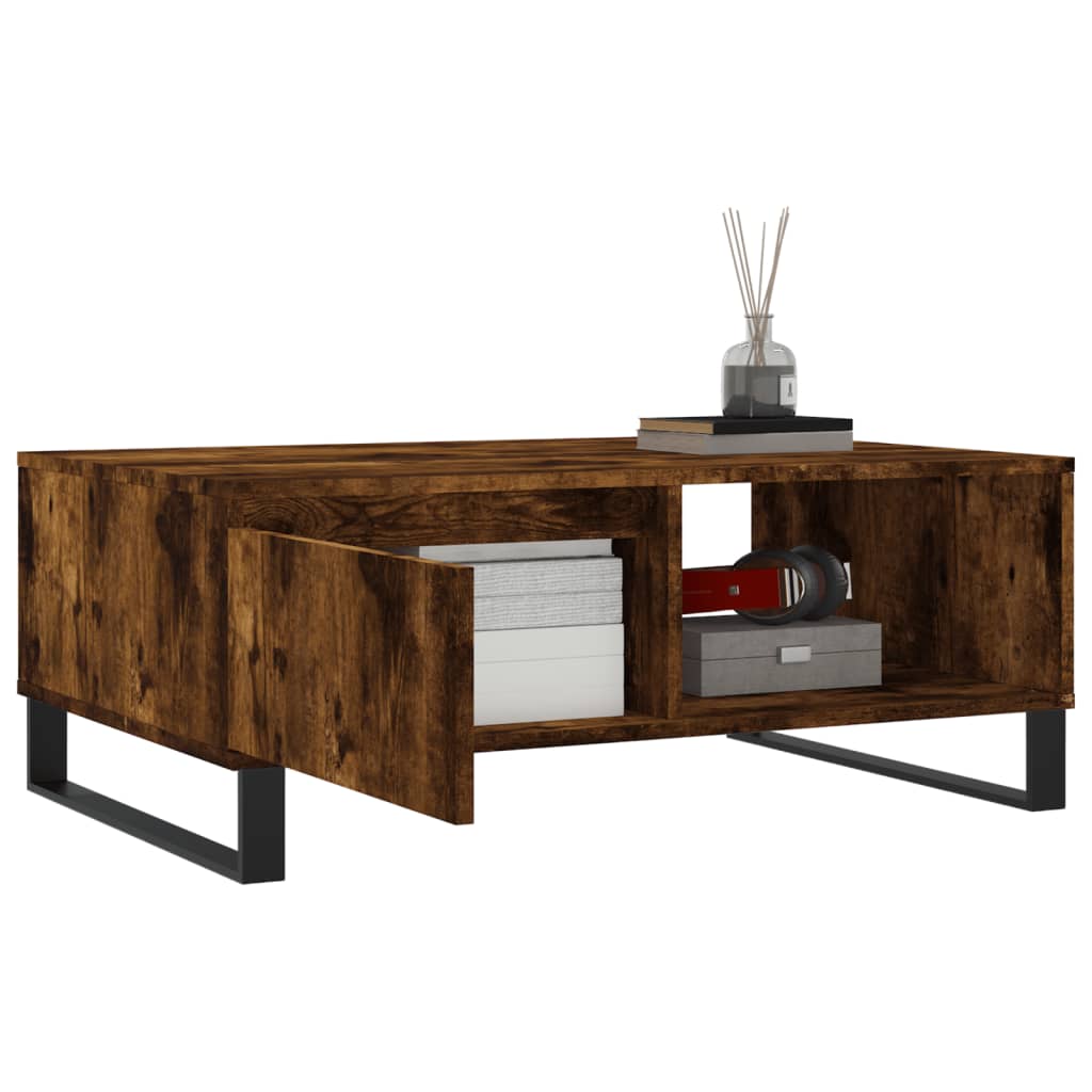 Table basse chêne fumé 90x60x35 cm bois d'ingénierie - XIOS