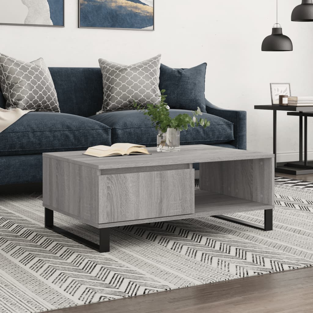 Table basse sonoma gris 90x60x35 cm bois d'ingénierie - XIOS