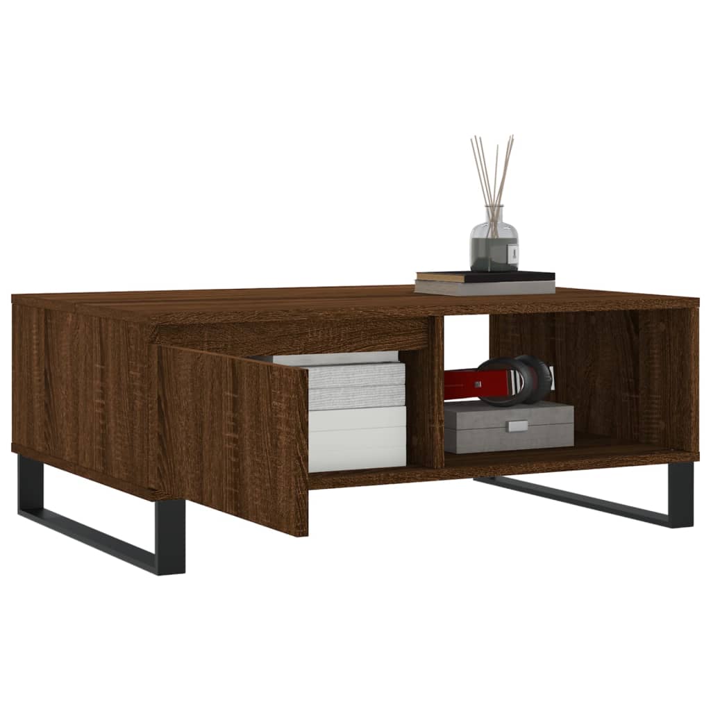 Table basse chêne marron 90x60x35 cm bois d'ingénierie - XIOS