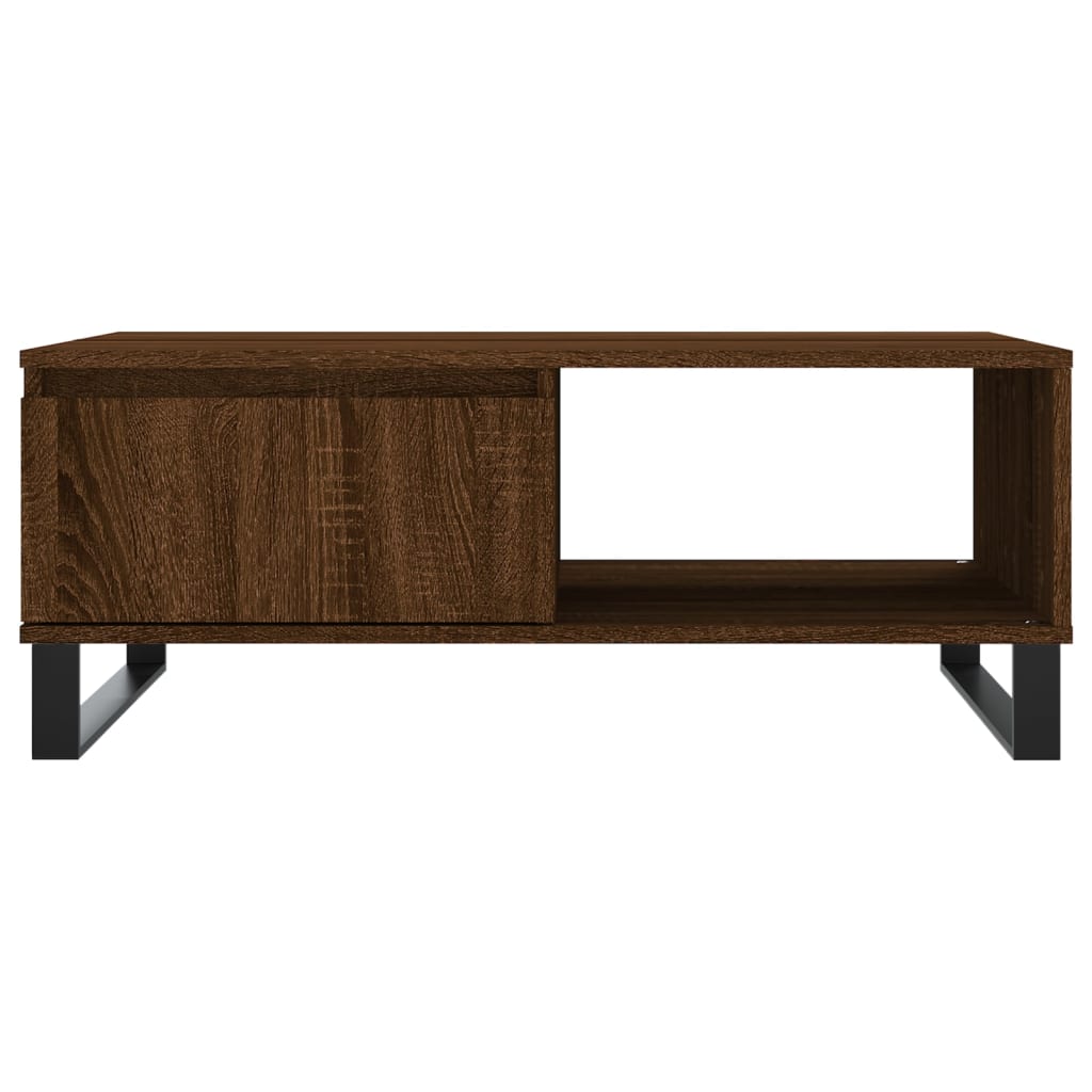 Table basse chêne marron 90x60x35 cm bois d'ingénierie - XIOS