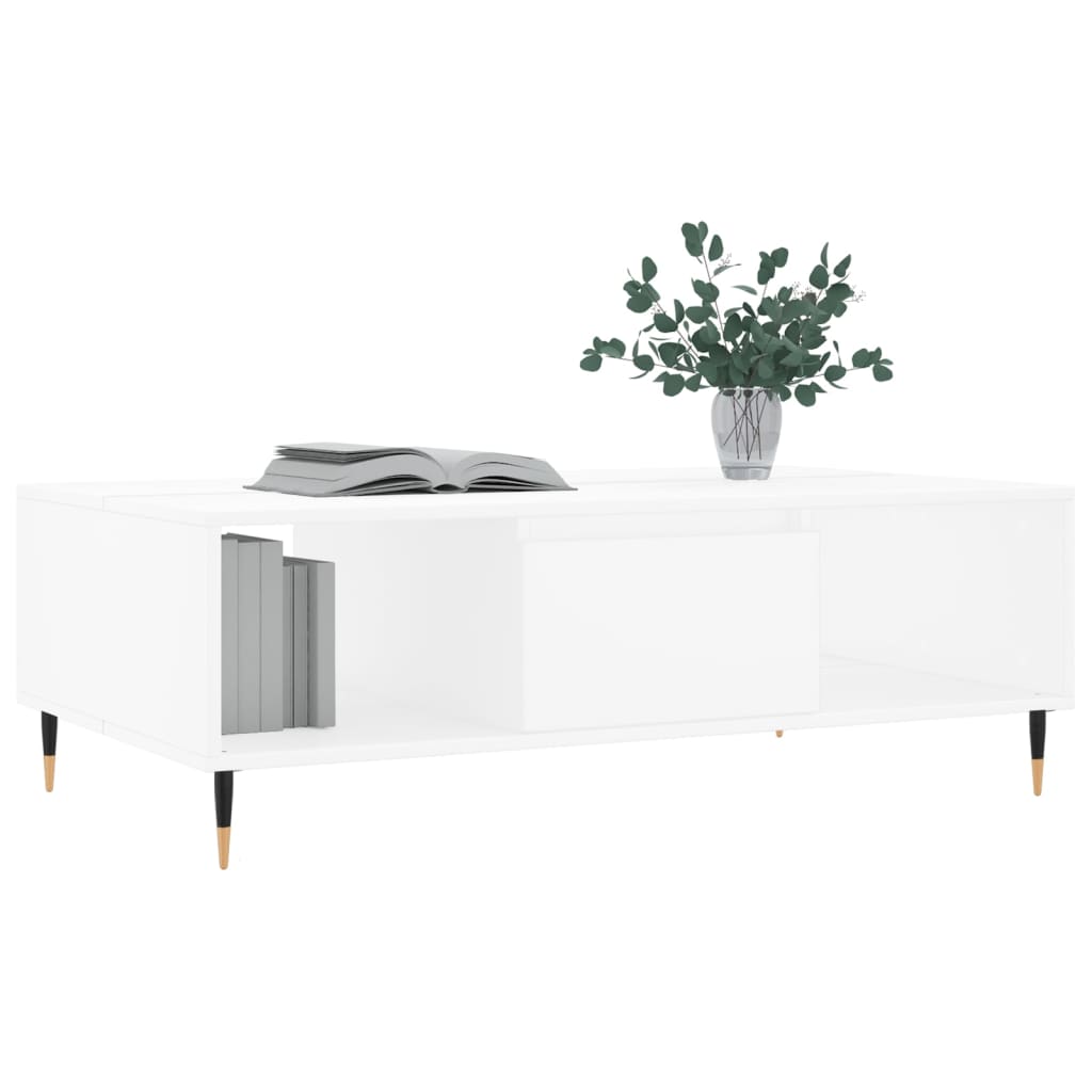 Table basse blanc 104x60x35 cm bois d'ingénierie - XIOS