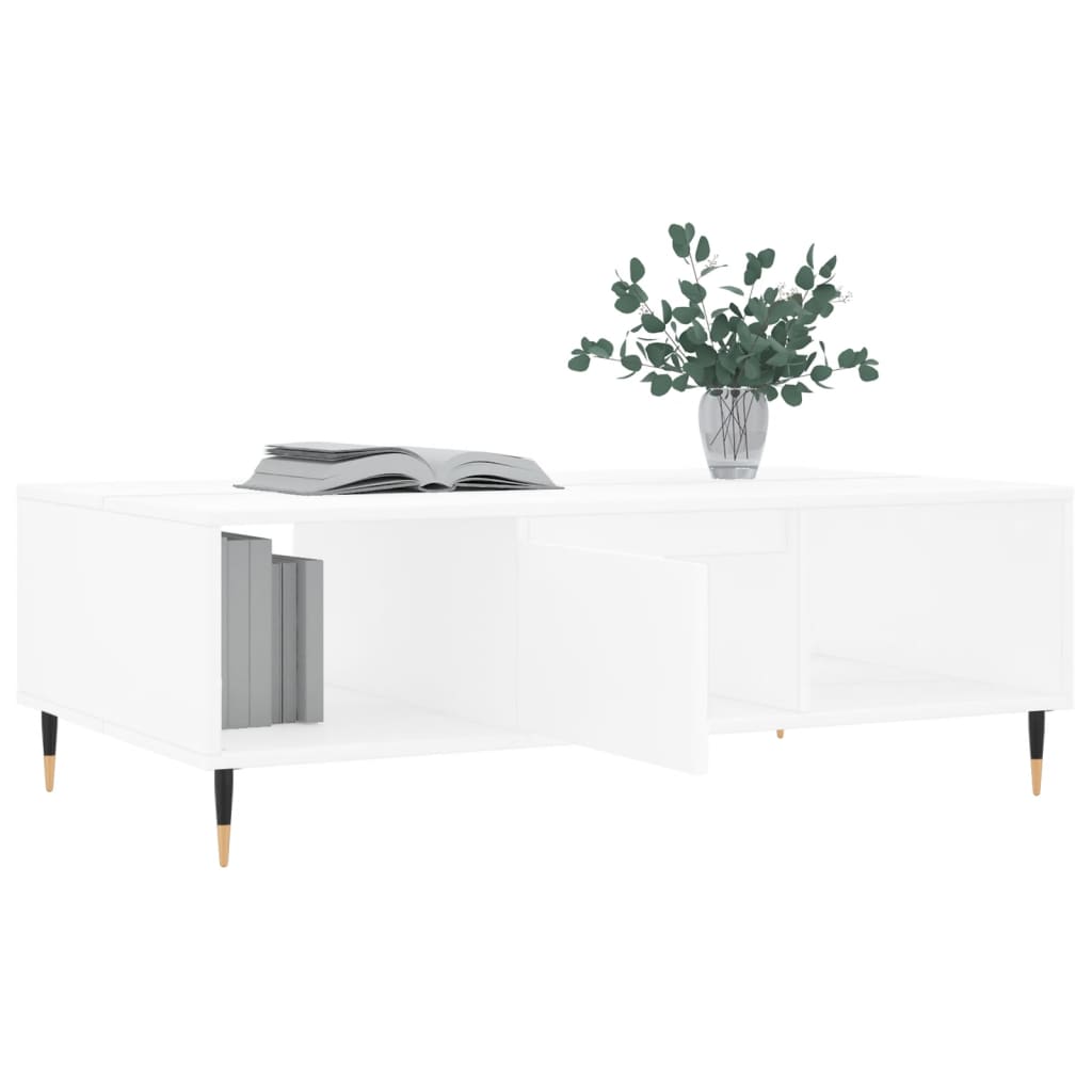 Table basse blanc 104x60x35 cm bois d'ingénierie - XIOS