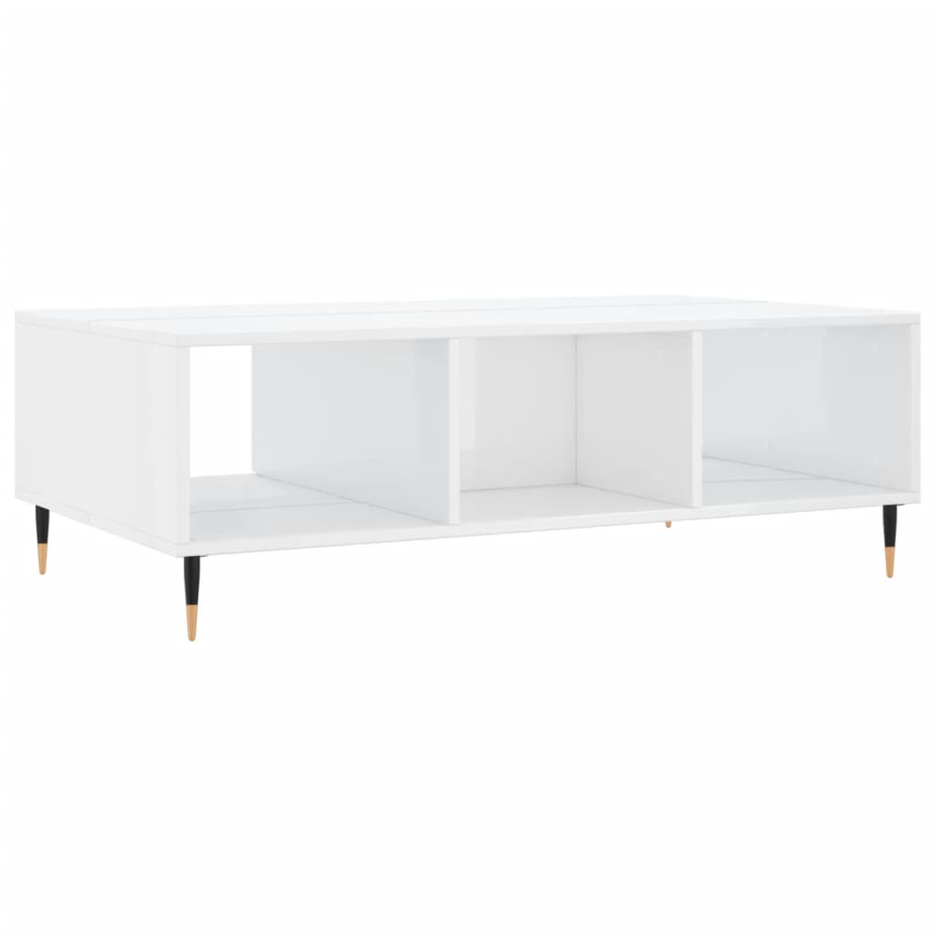 Table basse blanc brillant 104x60x35 cm bois d'ingénierie - XIOS