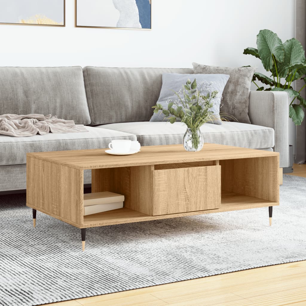 Table basse chêne sonoma 104x60x35 cm bois d'ingénierie - XIOS