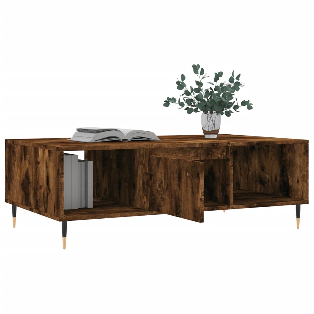 Table basse chêne fumé 104x60x35 cm bois d'ingénierie - XIOS