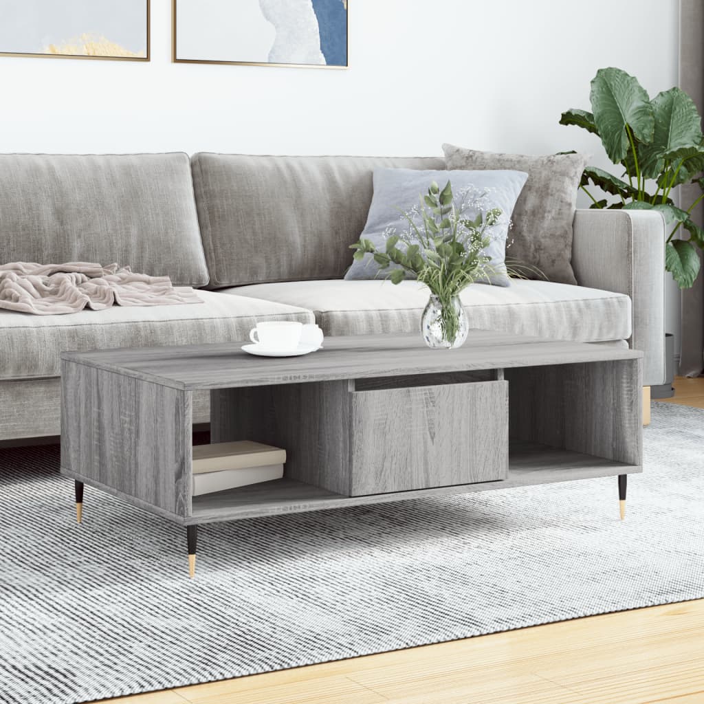 Table basse sonoma gris 104x60x35 cm bois d'ingénierie - XIOS