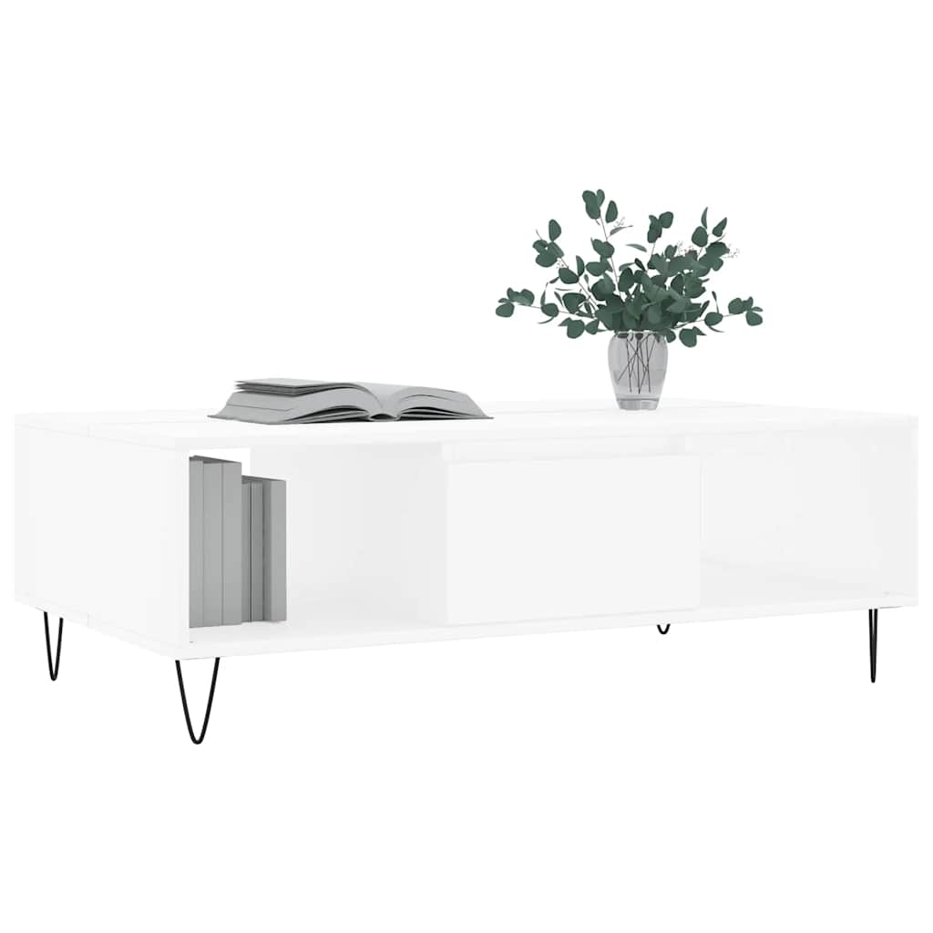Table basse blanc 104x60x35 cm bois d'ingénierie - XIOS