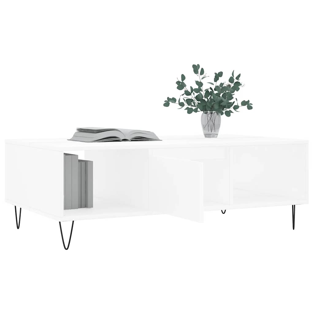 Table basse blanc 104x60x35 cm bois d'ingénierie - XIOS