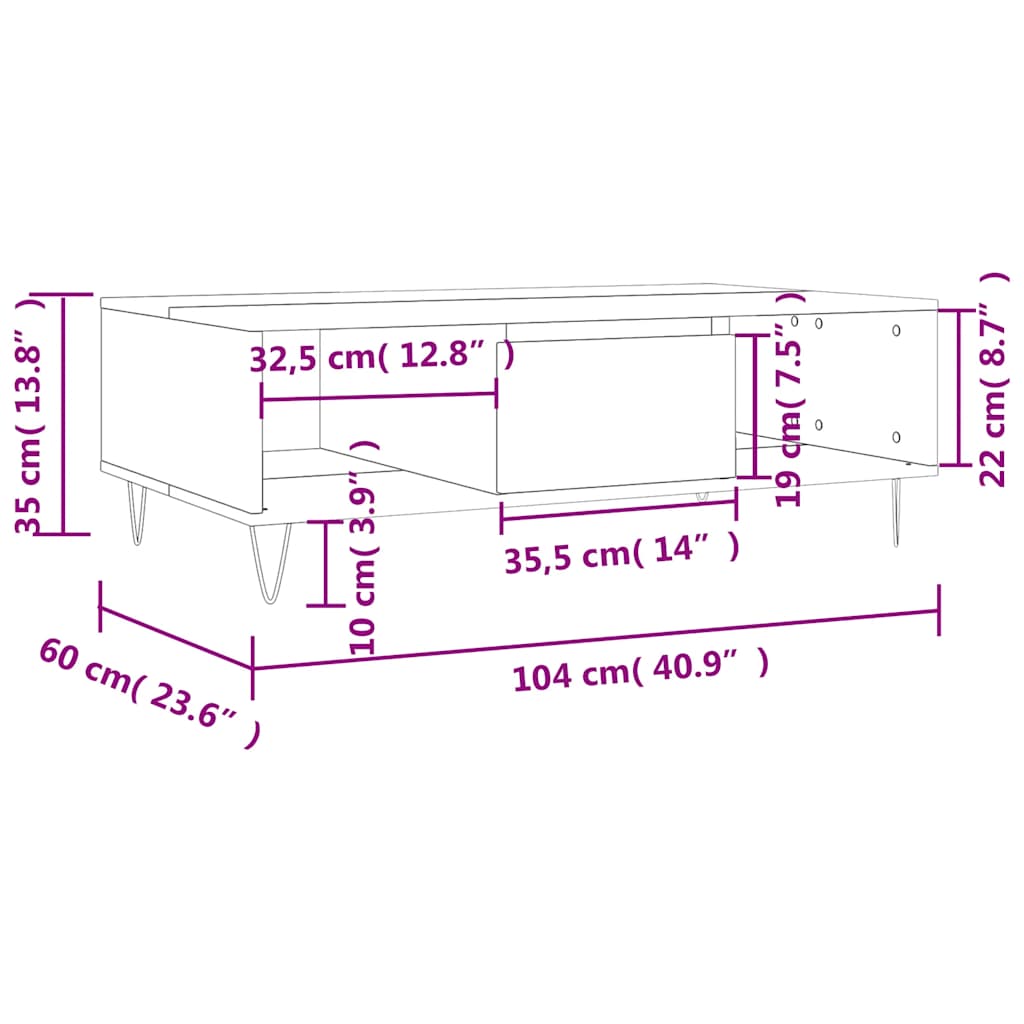 Table basse blanc 104x60x35 cm bois d'ingénierie - XIOS