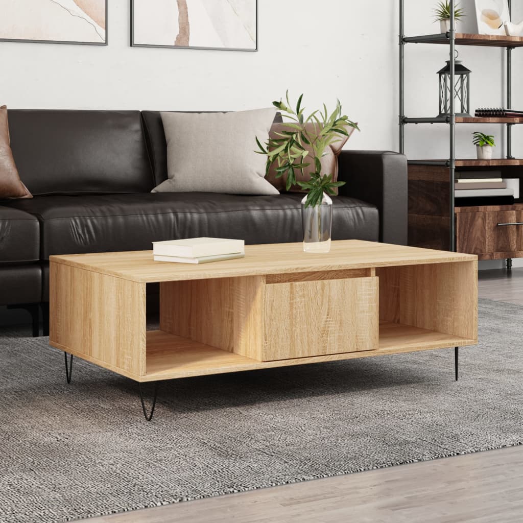 Table basse chêne sonoma 104x60x35 cm bois d'ingénierie - XIOS