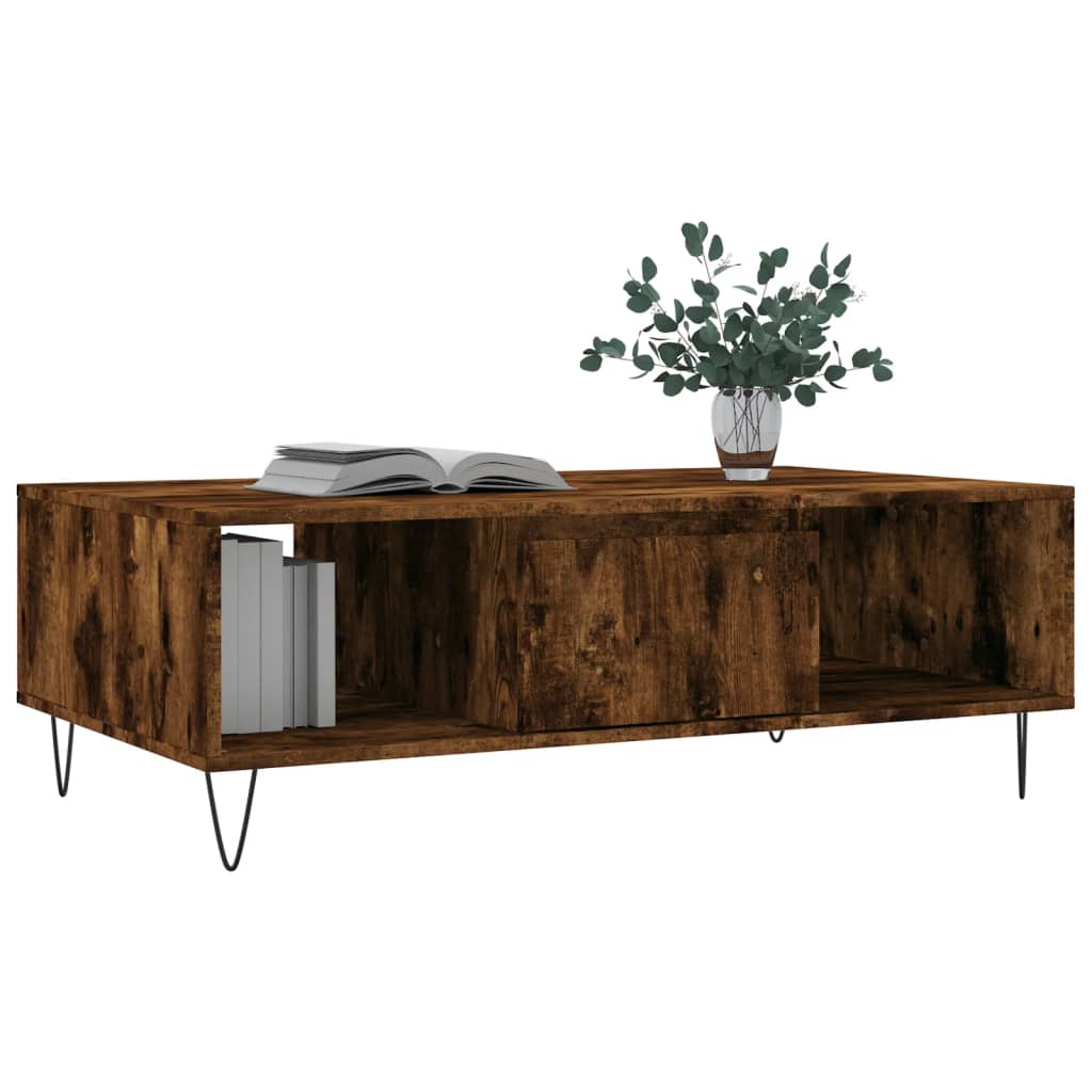 Table basse chêne fumé 104x60x35 cm bois d'ingénierie - XIOS