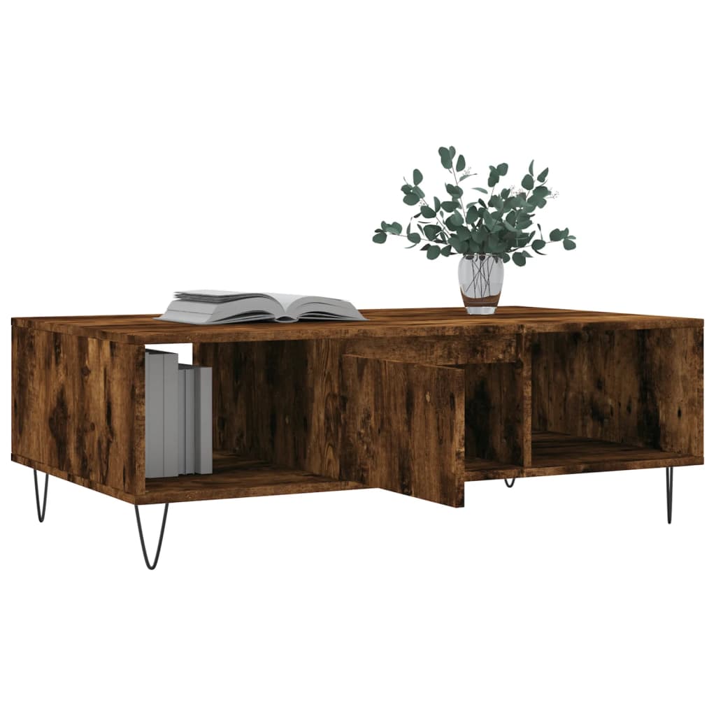 Table basse chêne fumé 104x60x35 cm bois d'ingénierie - XIOS