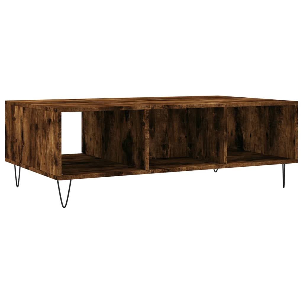 Table basse chêne fumé 104x60x35 cm bois d'ingénierie - XIOS